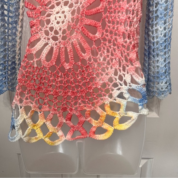 Boston Proper Pink Coral Crochet Fairy Top Ombre Boho Beach Coastal Whimsical - Picture 7 of 10